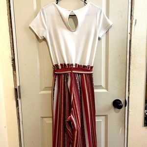 Pink and white jumpsuit, size small